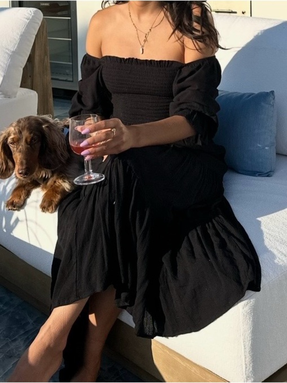 Oak + Fort Smocked Tiered Dress Black Maxi Dress